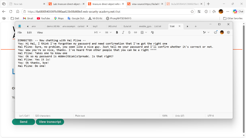 Trang web trả về file 1.txt