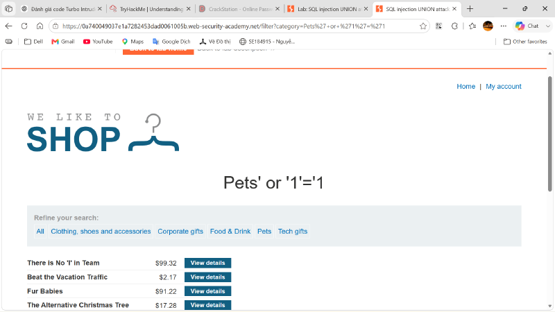 SQL Injection at category parameter